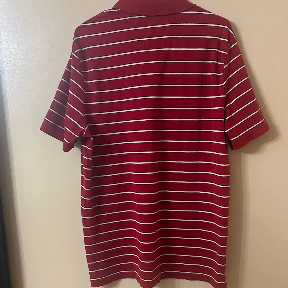 Banana Republic Men's Red and White Striped Polo Shirt